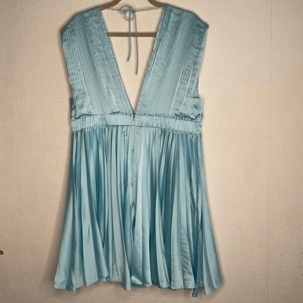 NWOT Abercrombie & Fitch‎ Blue Plunge Pleated Satin Mini Dress Women XLT China